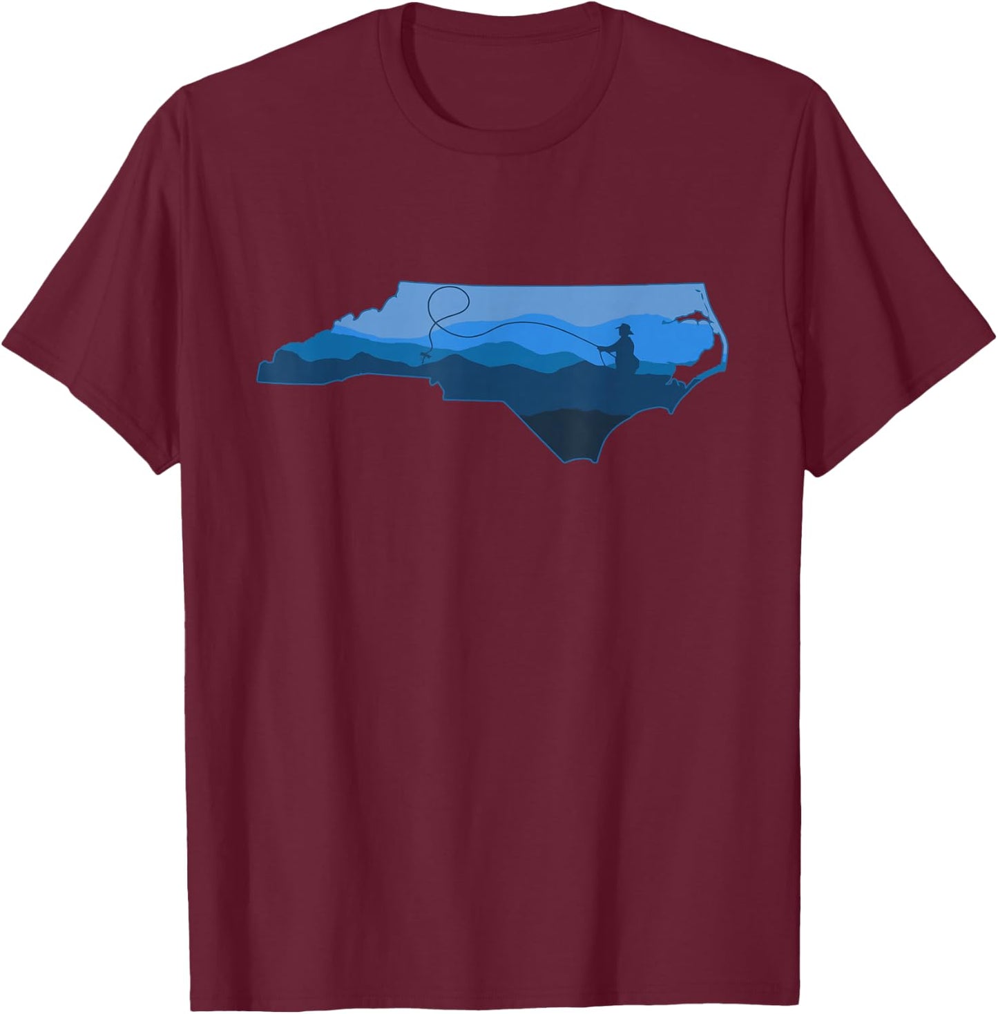 Fly Fishing North Carolina Appalachian Mountains Trout Fish T-Shirt - T-Shirt | Maroon