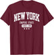 Vintage New York Empire State NYC Weathered White Text T-Shirt - T-Shirt | Maroon