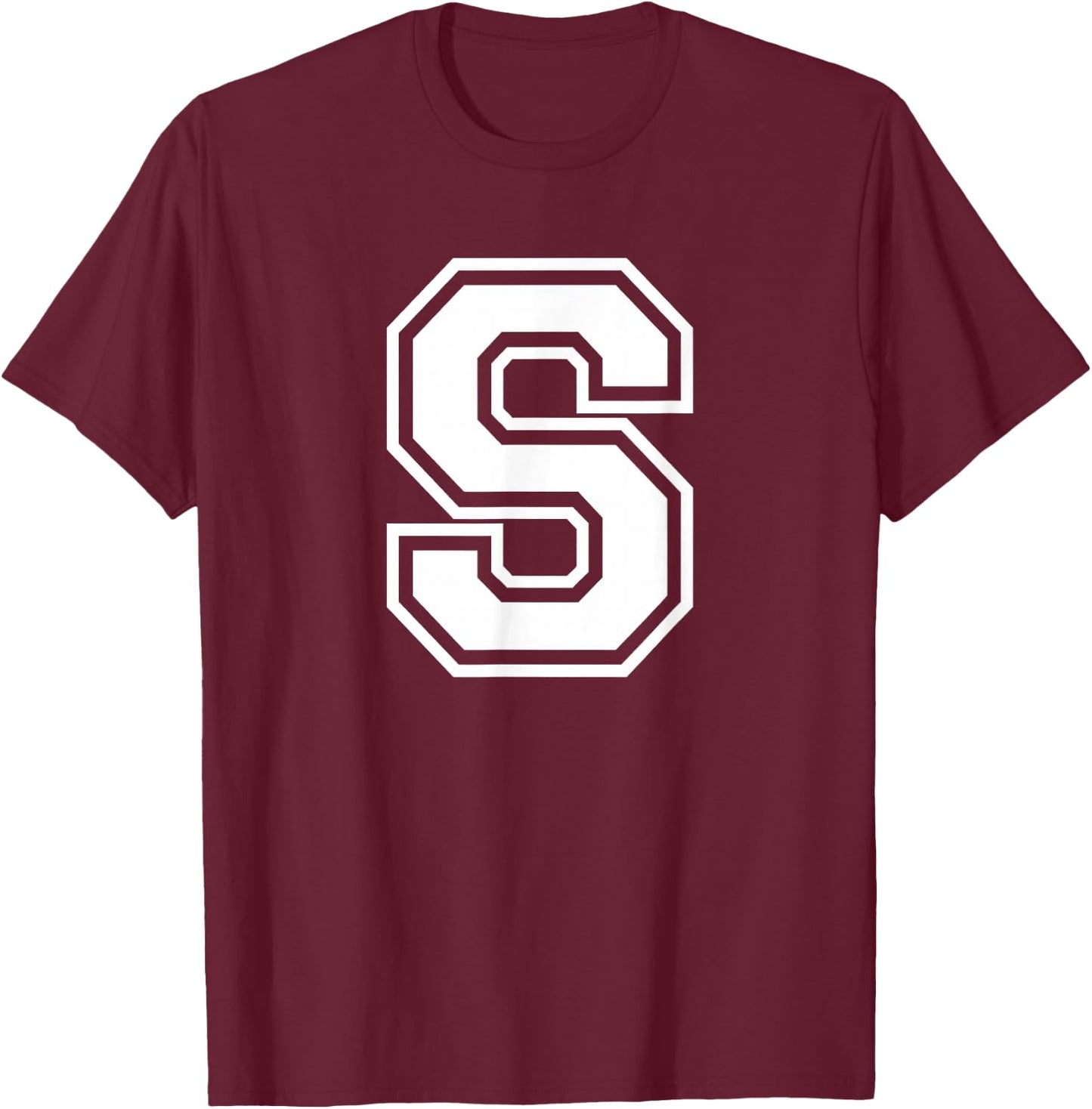 Letter S Name Initial Varsity Alphabet Monogram T-Shirt - T-Shirt | Maroon