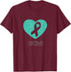 Food Allergy Awareness Shirt Teal Heart Ribbon T-Shirt - T-Shirt | Maroon