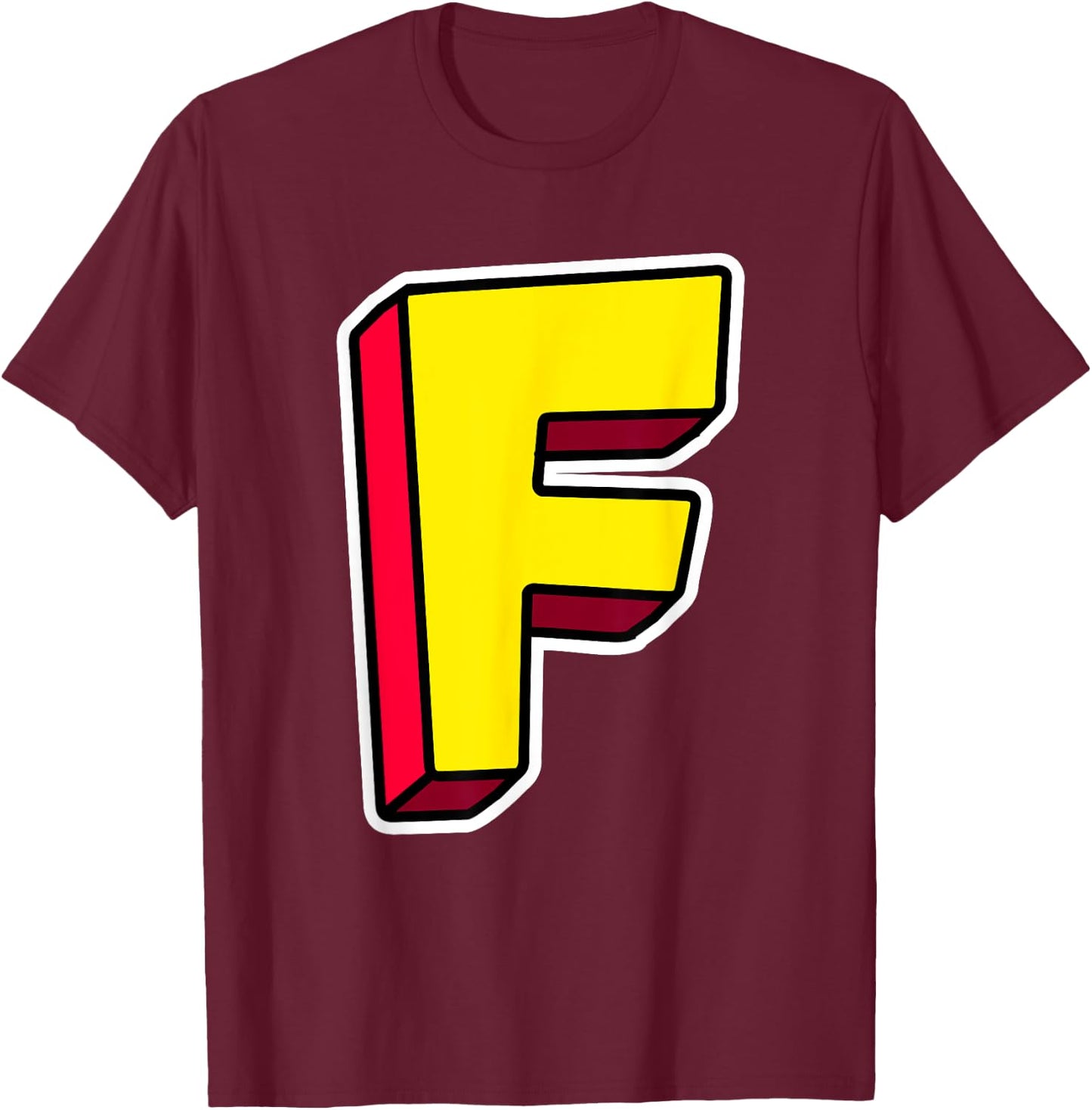 Letter F Funny Matching Halloween Costume Funny Halloween T-Shirt - T-Shirt | Maroon