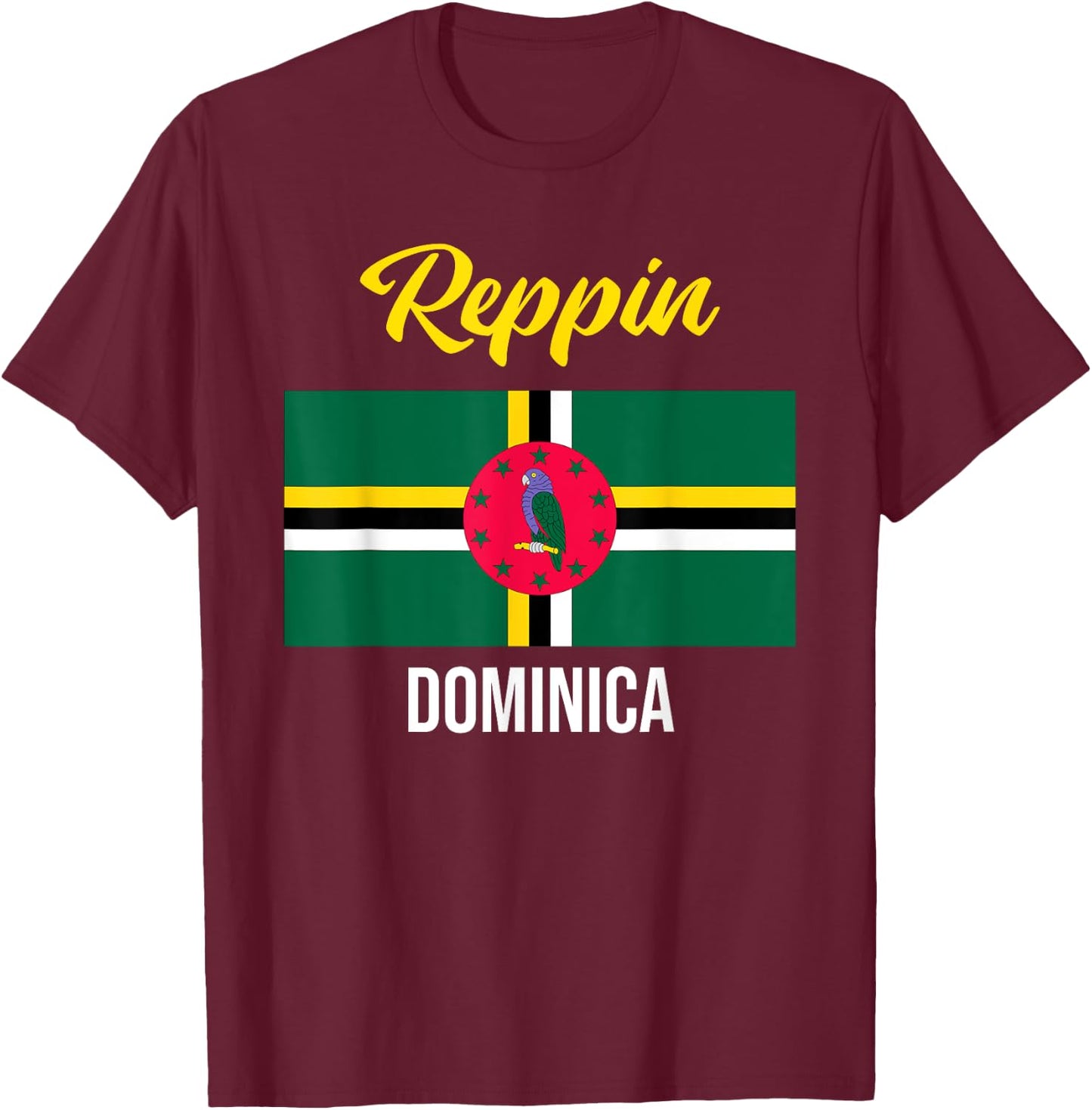 Dominica Flag Reppin West Indies Vacation T Shirt T-Shirt - T-Shirt | Maroon