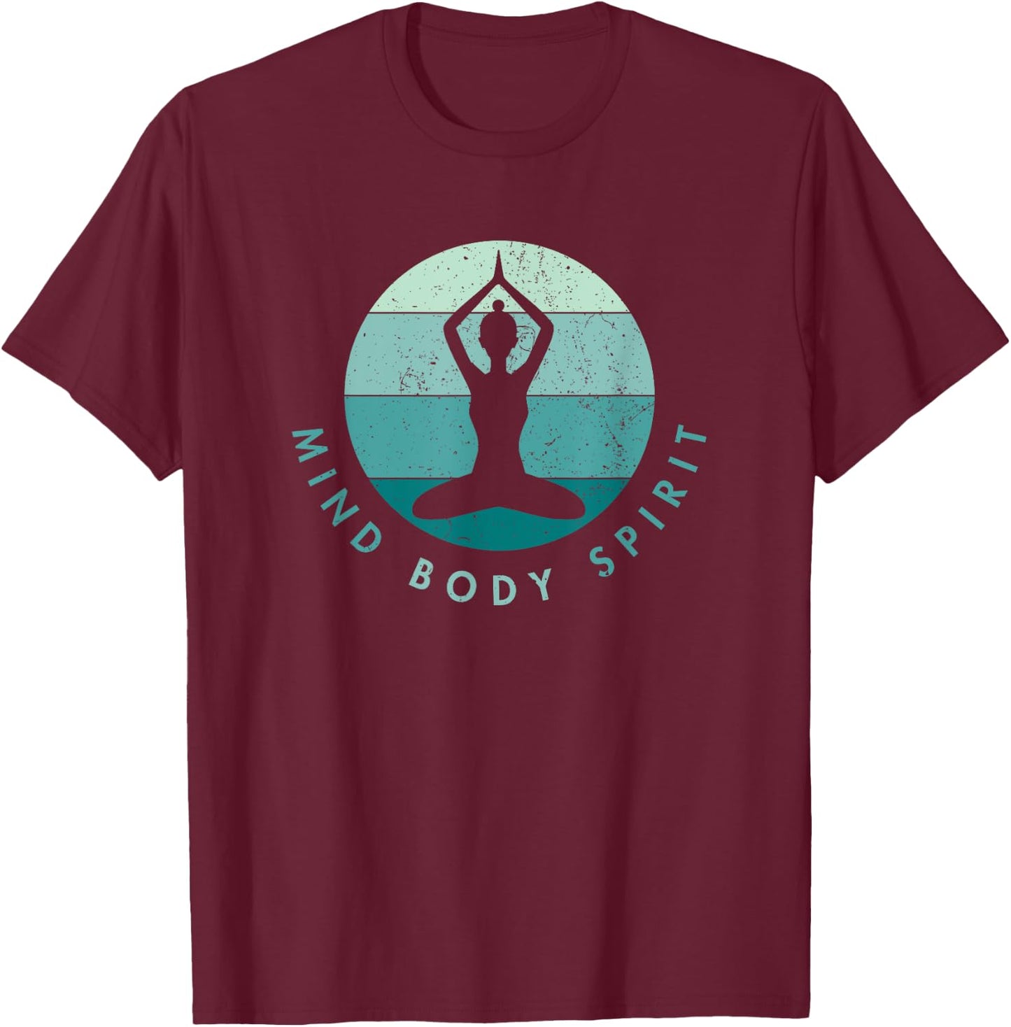 Meditation Yoga - Mind Body Soul - Cool Blue T-Shirt - T-Shirt | Maroon