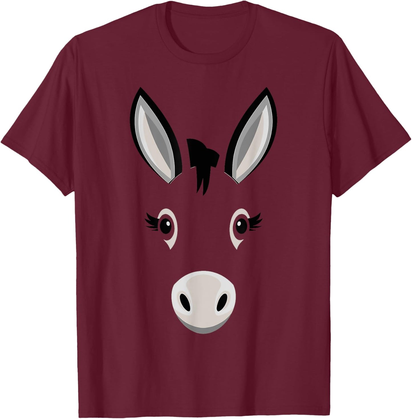 Halloween Donkey Face Costume Kids Cute Themed T-Shirt - T-Shirt | Maroon