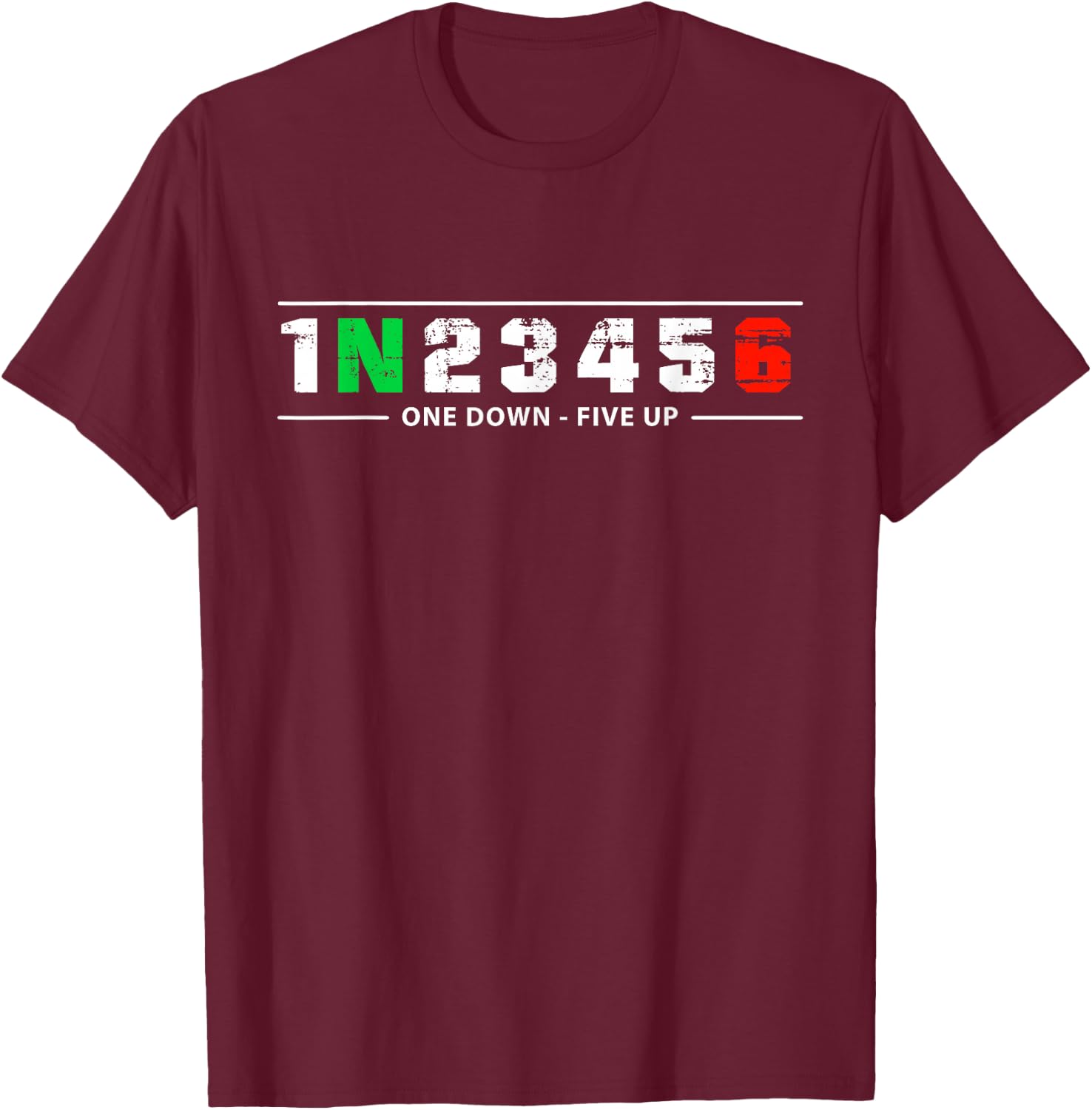 1N23456 Motorcycle Shift Biker Motorcyclist T-Shirt - T-Shirt | Maroon