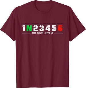 1N23456 Motorcycle Shift Biker Motorcyclist T-Shirt - T-Shirt | Maroon