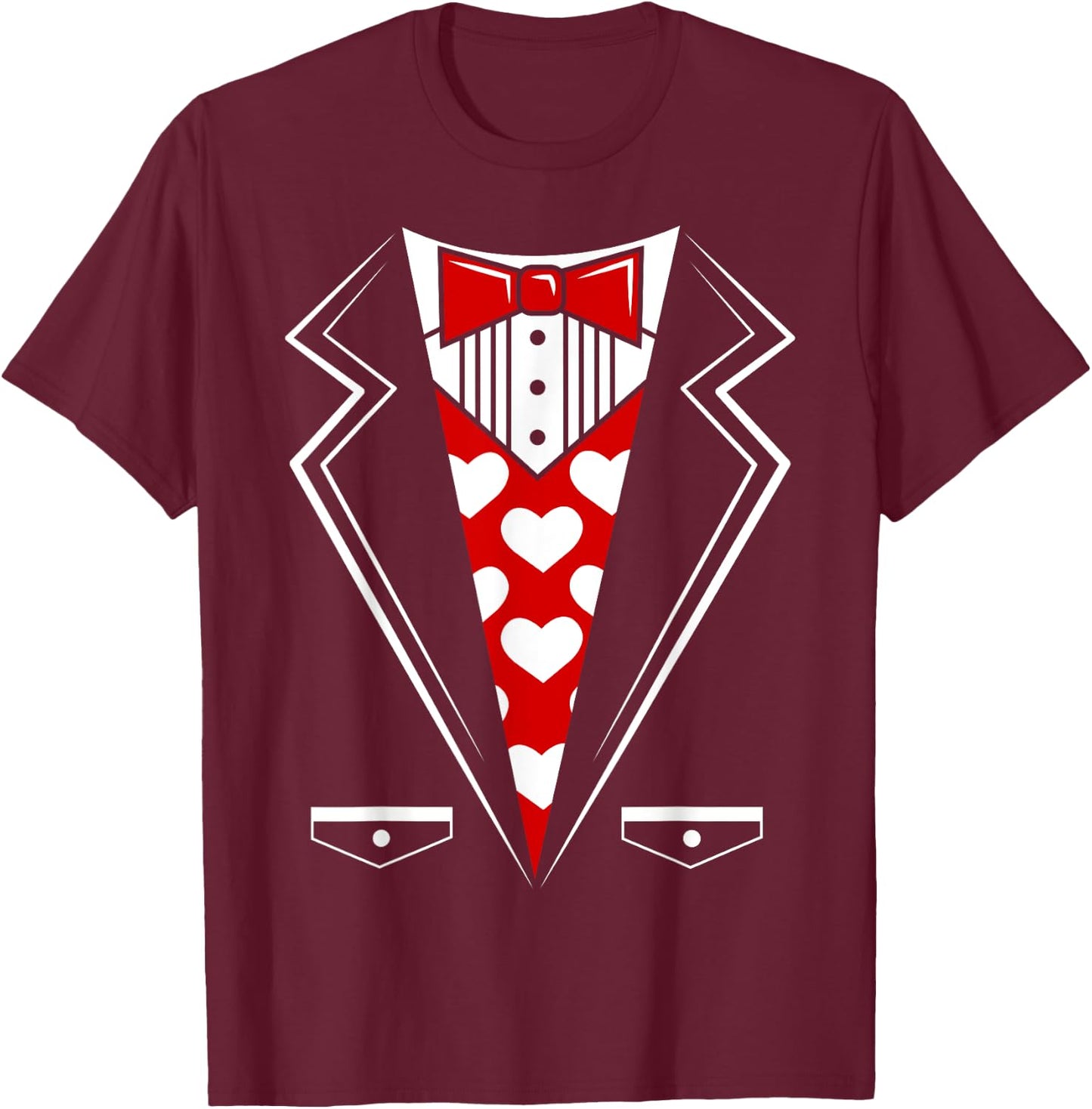 Valentine's Day Tux Funny Tuxedo Costume v1 T-Shirt - T-Shirt | Maroon