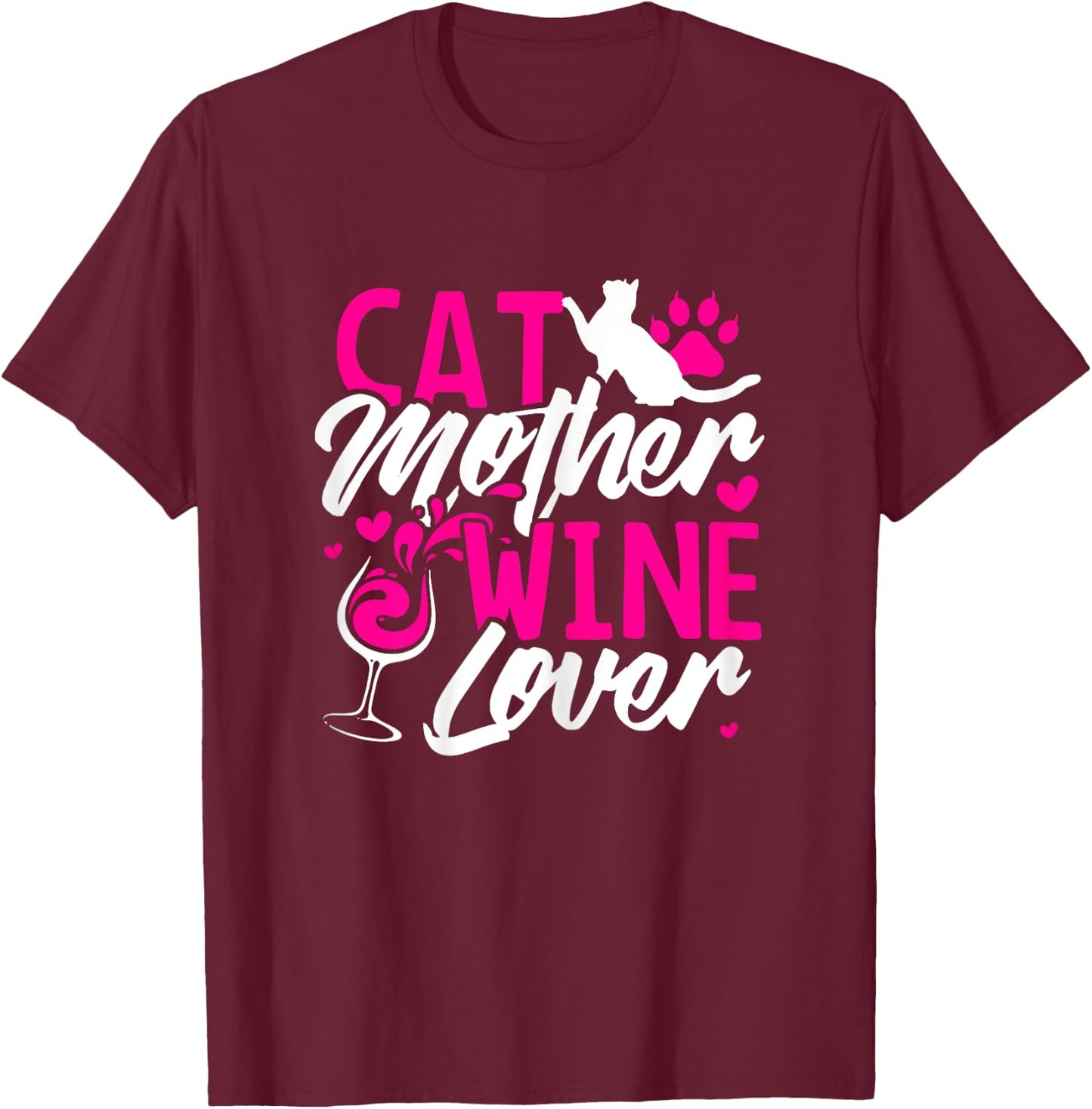 Cat Mother Wine Lover T Shirt funny Mom Gift Women T-Shirt - T-Shirt | Maroon