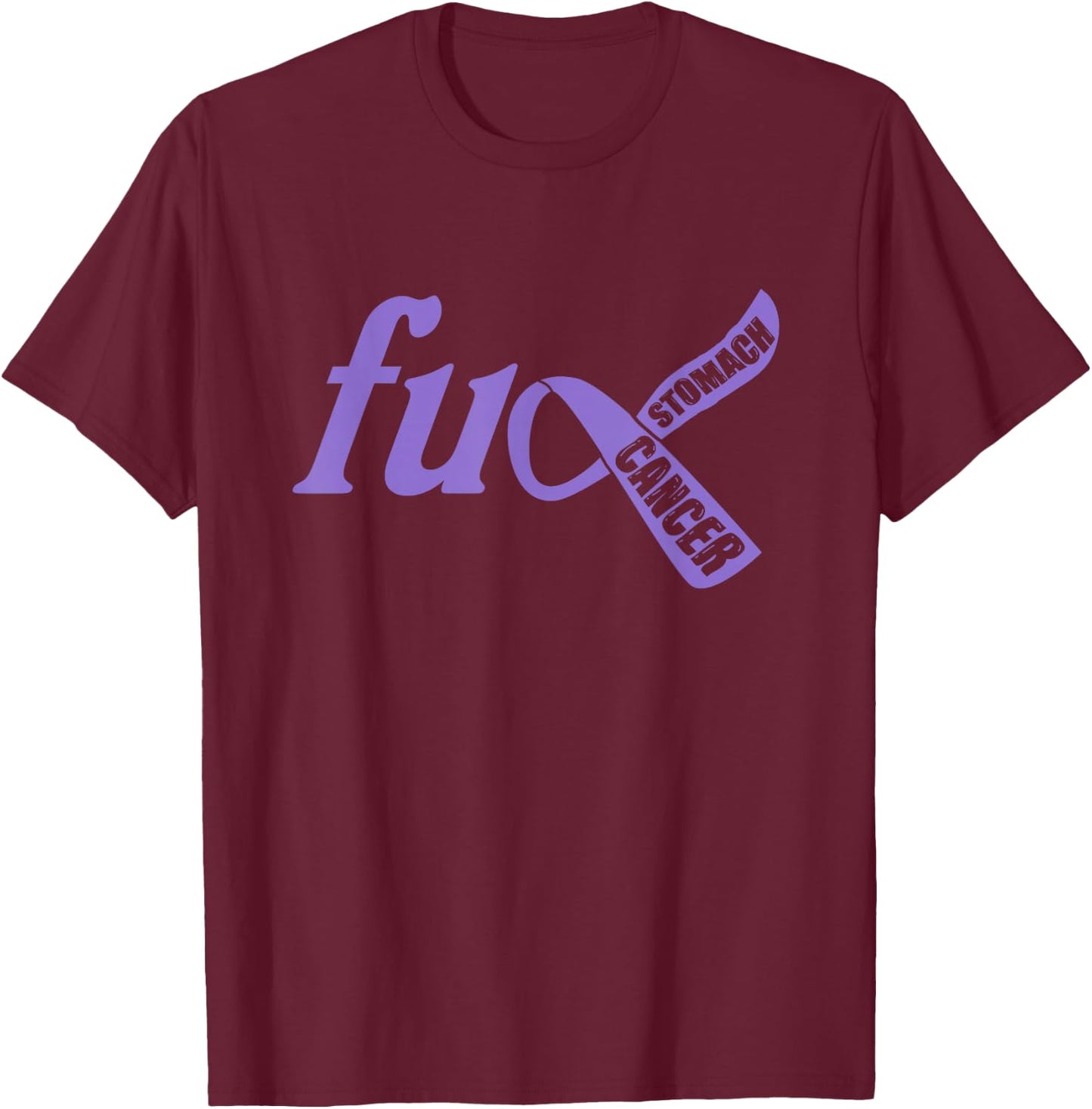 Funny Fuck Stomach Cancer Awareness Ribbon Gifts T-Shirt - T-Shirt | Maroon
