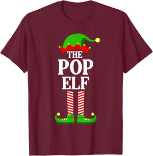 Pop Elf Family Matching Group Funny Christmas T-Shirt - T-Shirt | Maroon