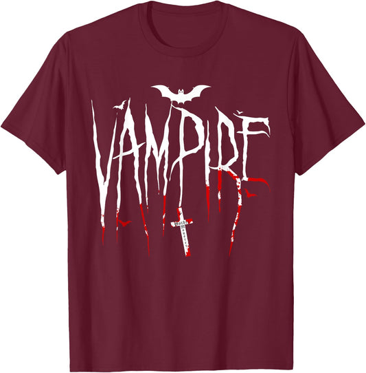 Vampire Bat Gothic Monsters Halloween T-Shirt - T-Shirt | Maroon