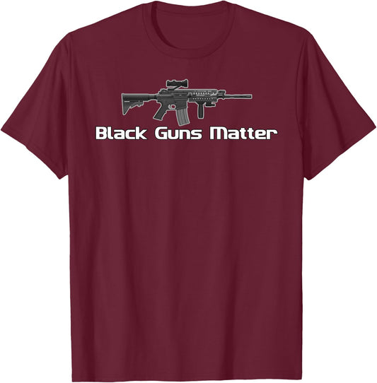 Black Guns Matter , Firearms, Handgun by Zany Brainy T-Shirt - T-Shirt | Maroon