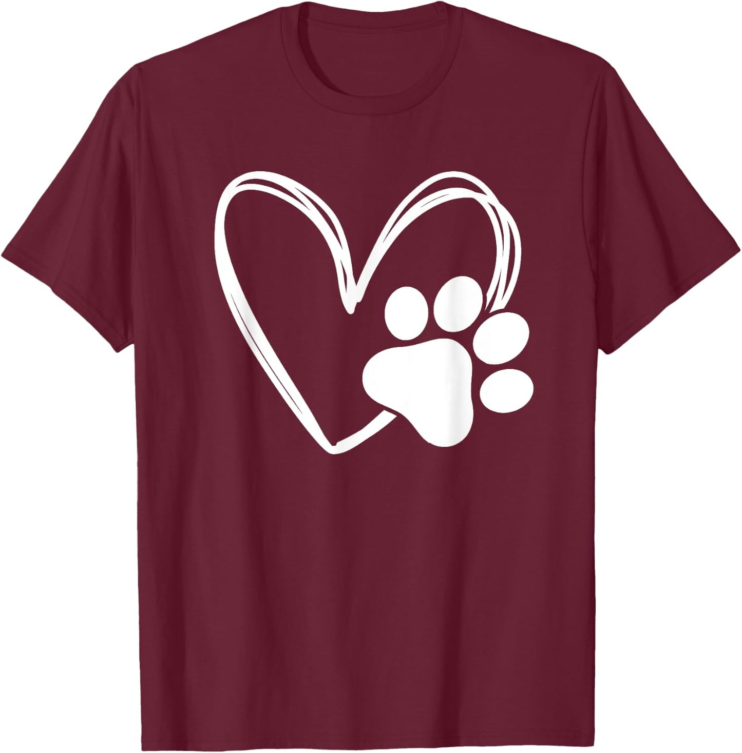 Dog Paw Heart Baby Dogs - Dog Paws Hearts Dog Paw Print T-Shirt - T-Shirt | Maroon