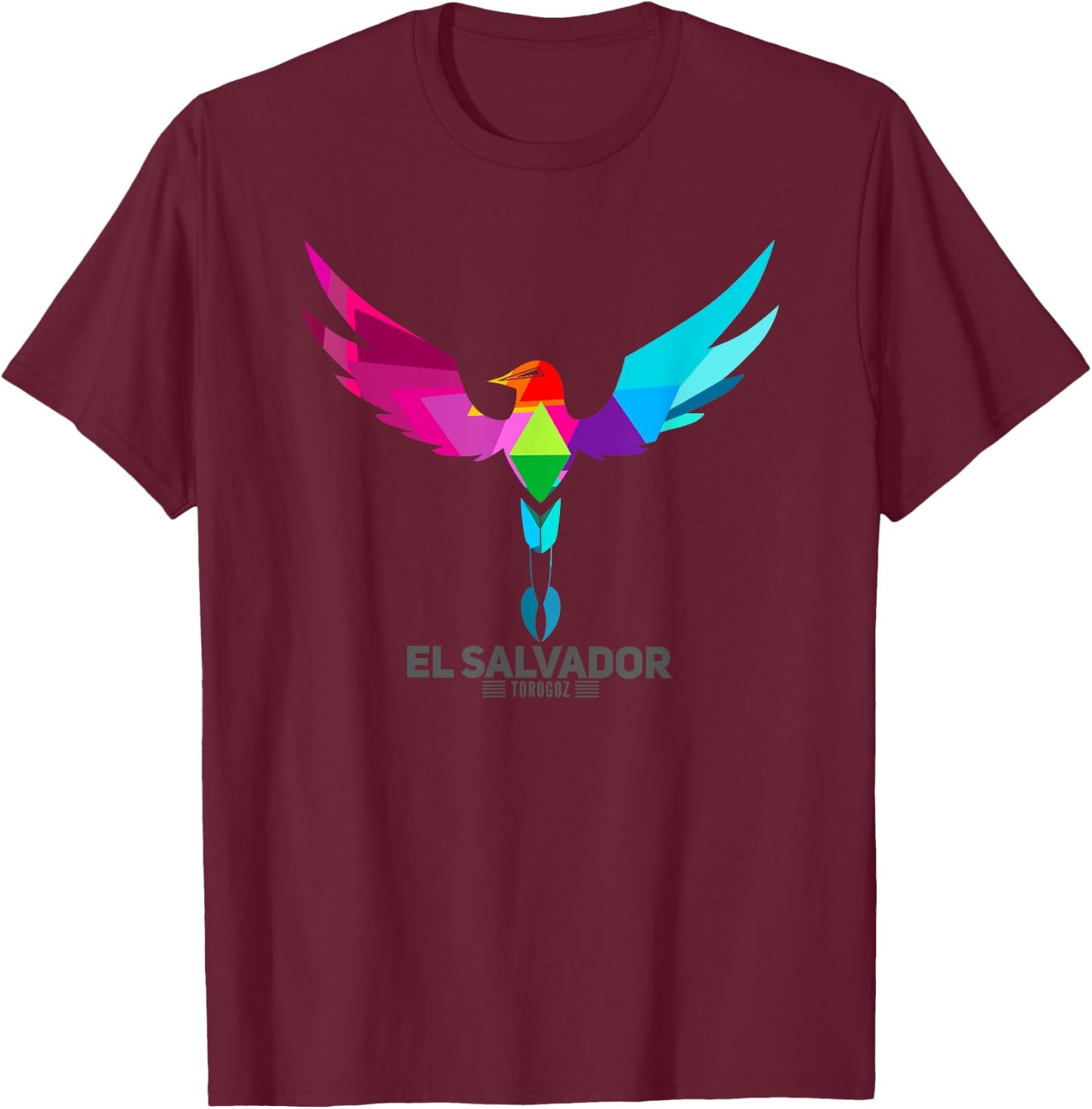 El Salvador National Bird Torogoz -Multi Colors T-Shirt - T-Shirt | Maroon