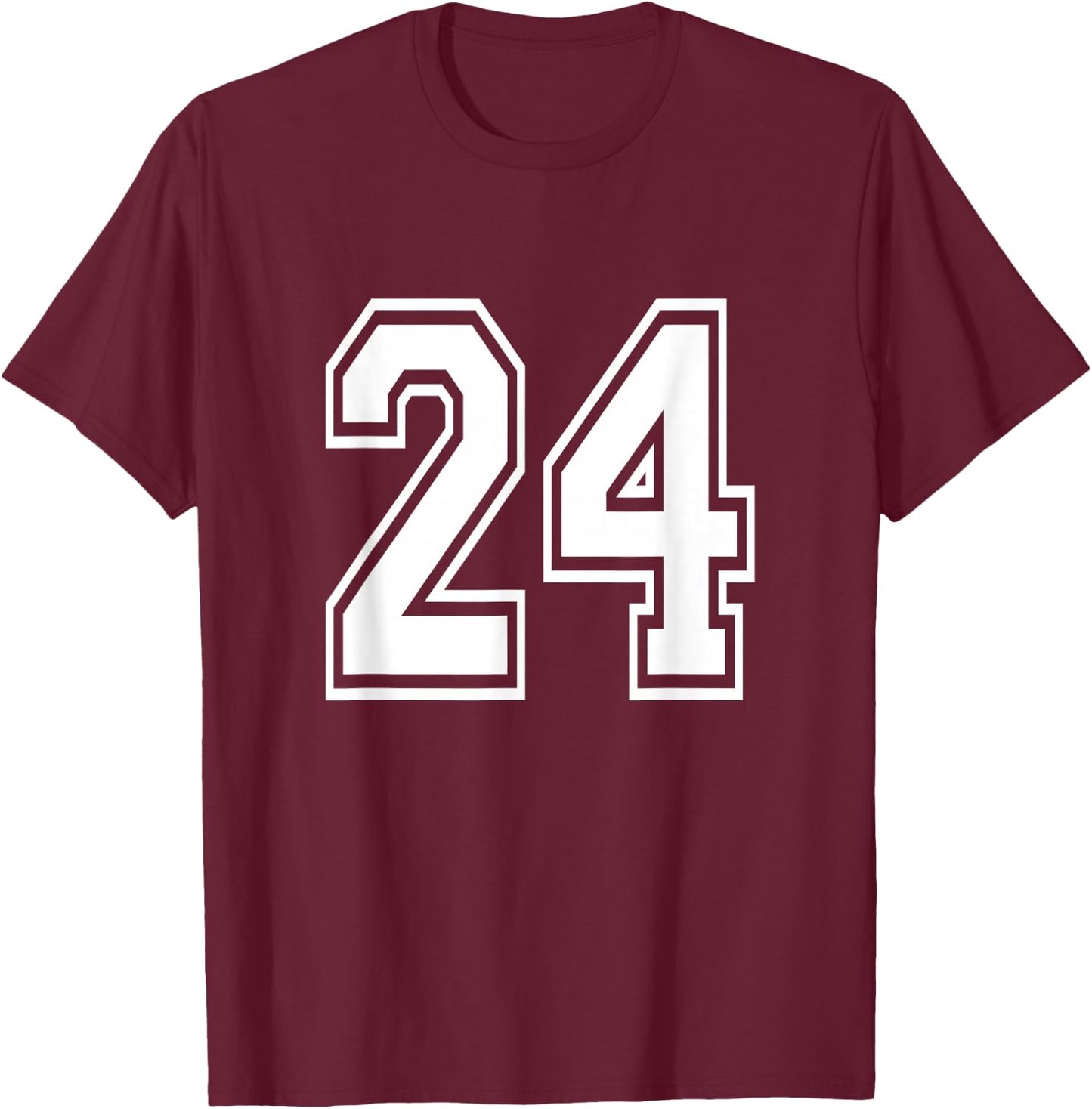 Number 24 Birthday Varsity Sports Team Jersey T-Shirt - T-Shirt | Maroon