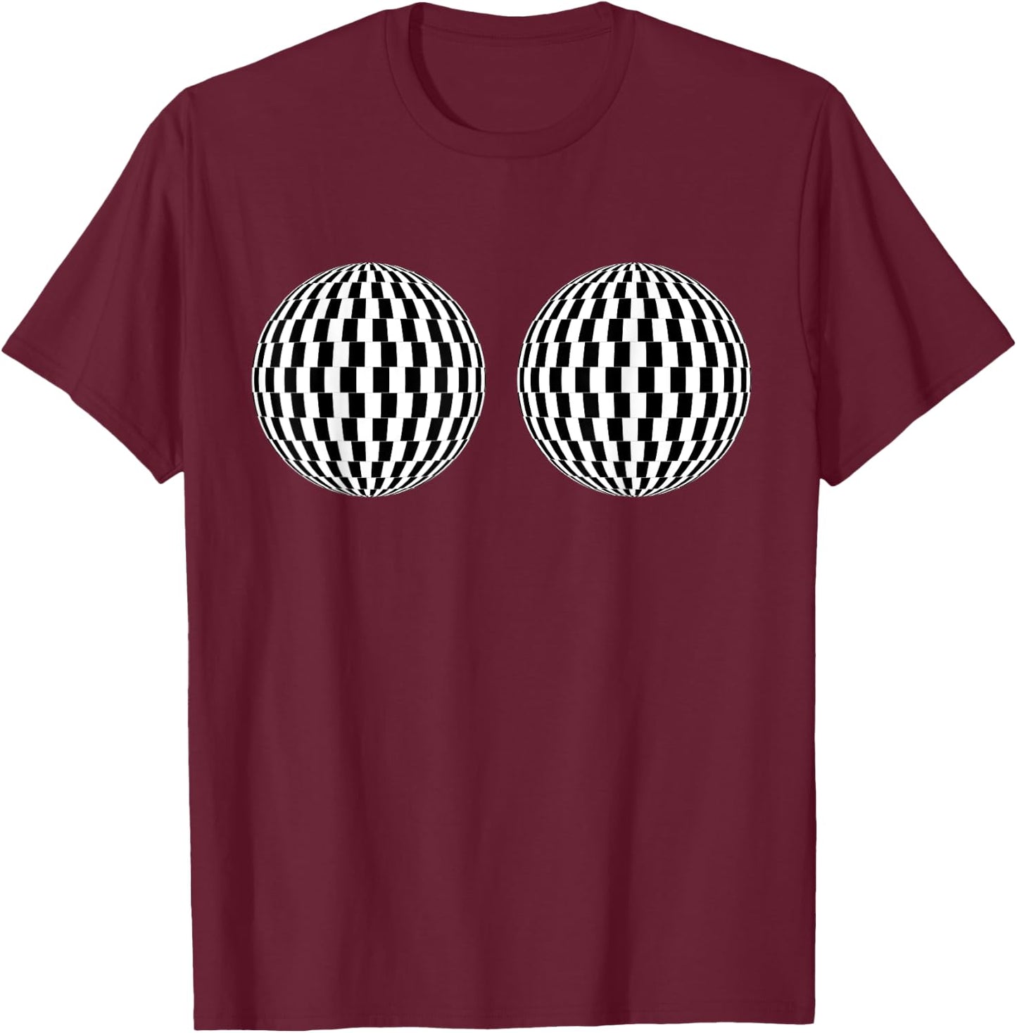 Optical Illusion Boobs Funny Bra Shirt T-Shirt - T-Shirt | Maroon