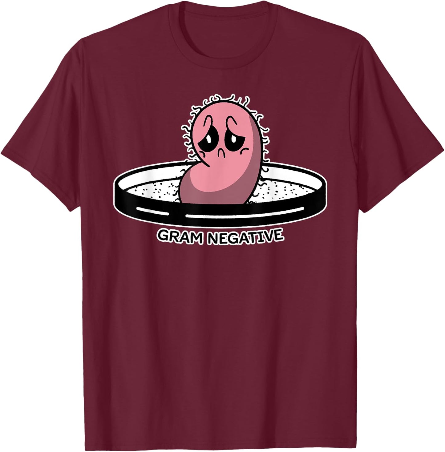 Cute Funny Negative Bacteria Microbiology Science Distressed T-Shirt - T-Shirt | Maroon