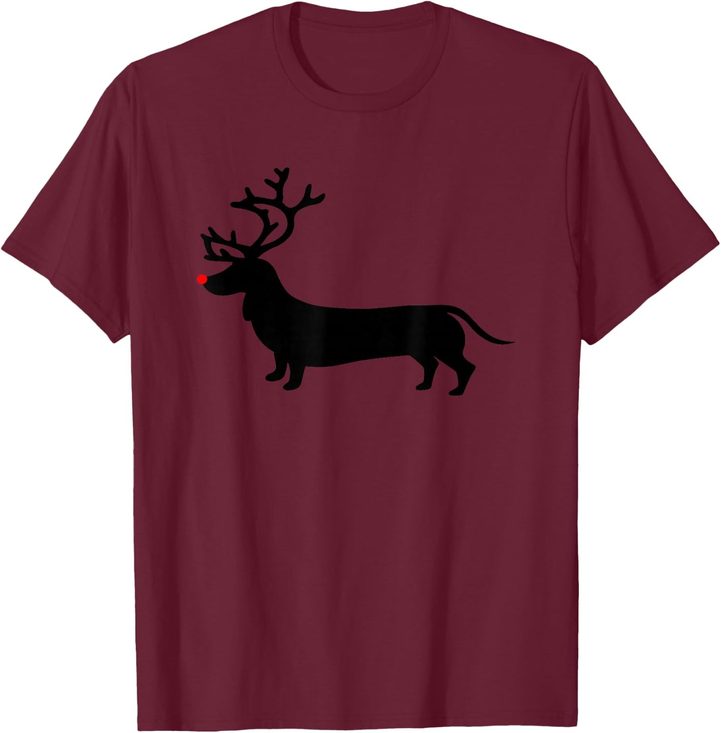 Dachshund Christmas Reindeer Wiener Dog Family Mom Dad T-Shirt - T-Shirt | Maroon