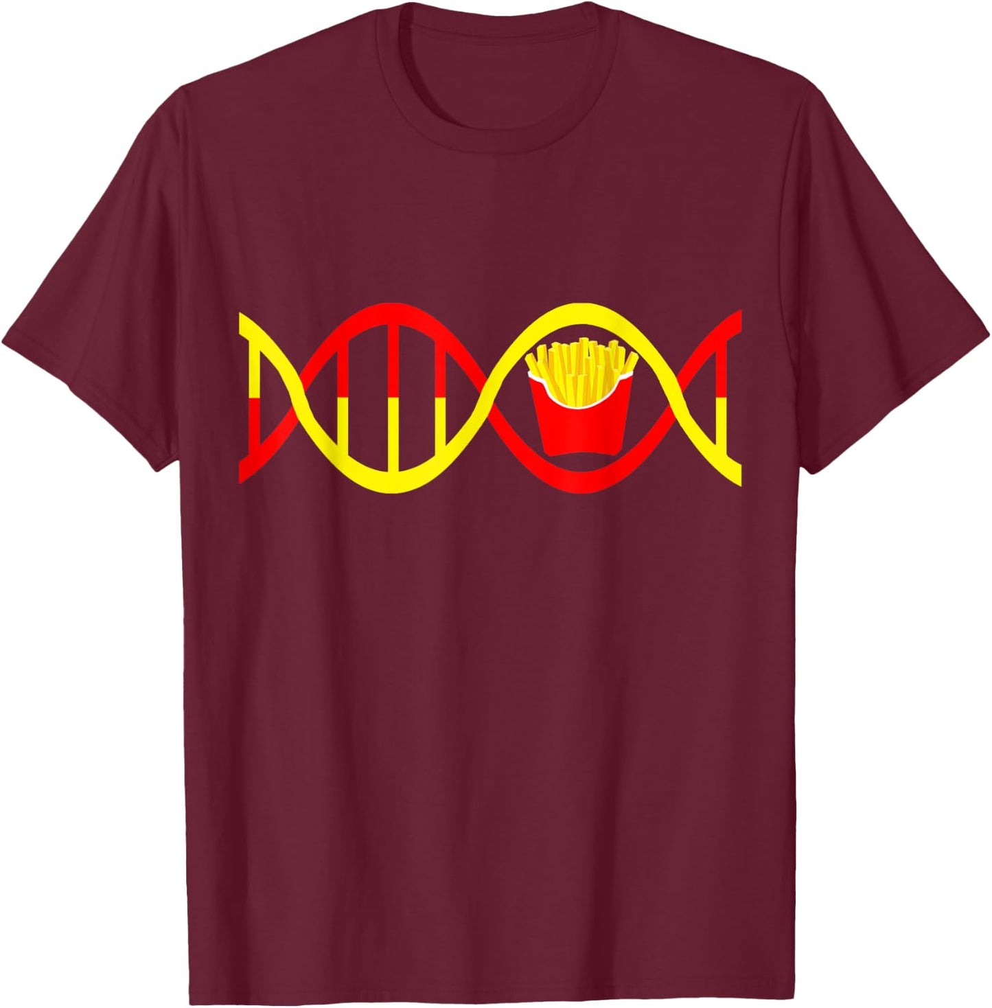 French Fries DNA Fried Potato Fry Fast Food Genetic T-Shirt - T-Shirt | Maroon