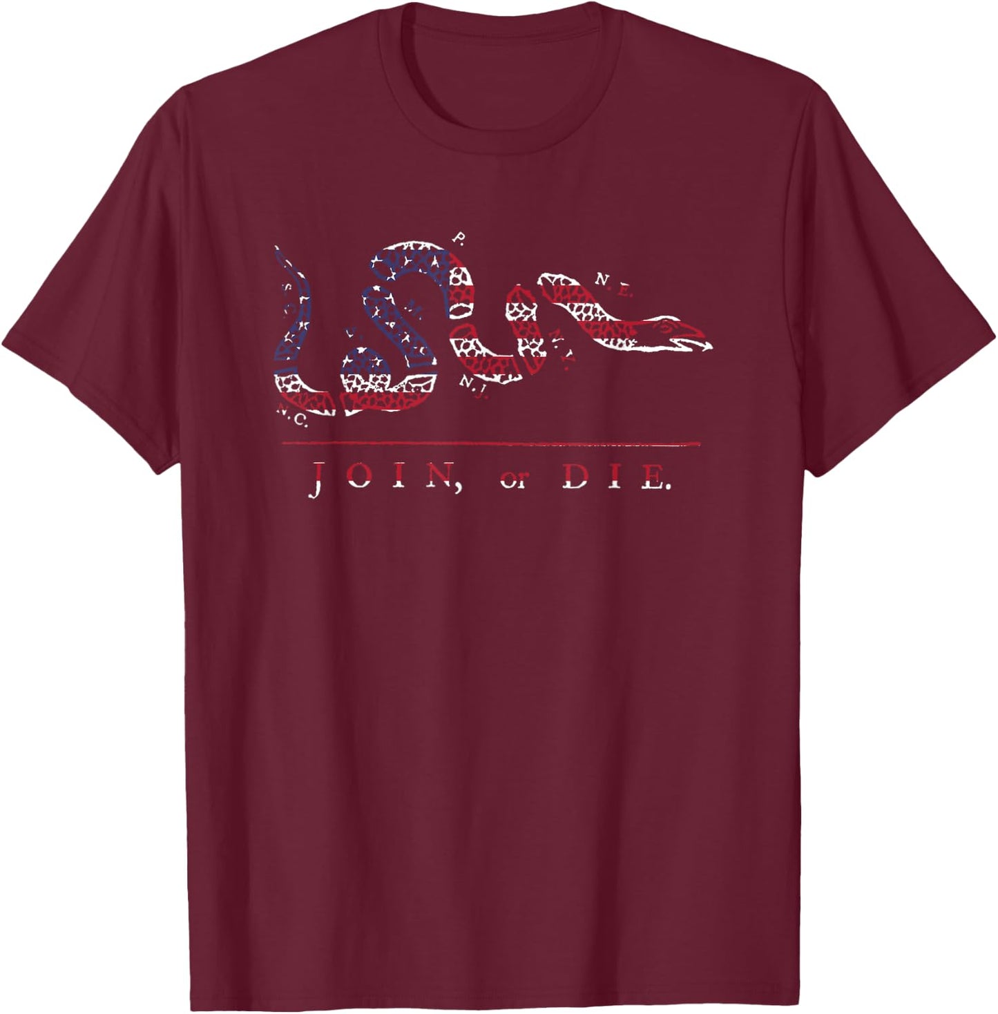 Join or Die American Revolution 1776 Patriot T-Shirt - T-Shirt | Maroon