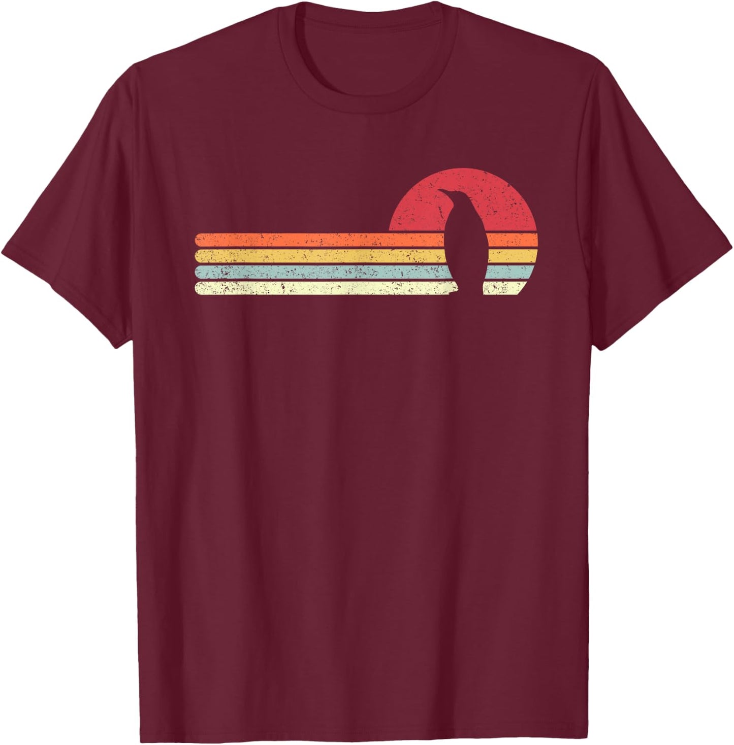 Penguin Shirt. Retro Style T-Shirt - T-Shirt | Maroon