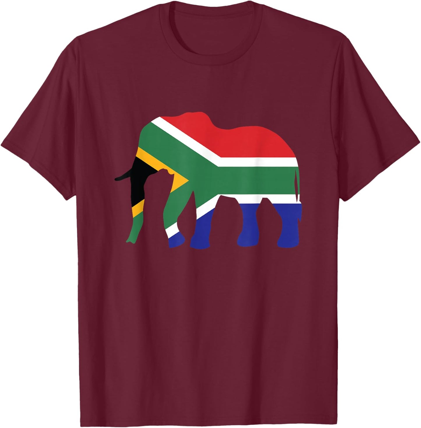 Elephant South Africa African Flag Wild Safari Gift T-Shirt - T-Shirt | Maroon
