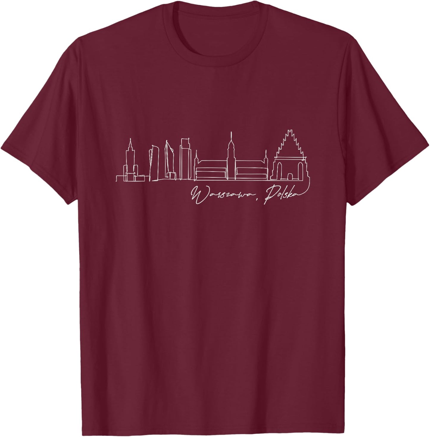 Signature Warsaw City Skyline - Polska Poland Souvenir T-Shirt - T-Shirt | Maroon