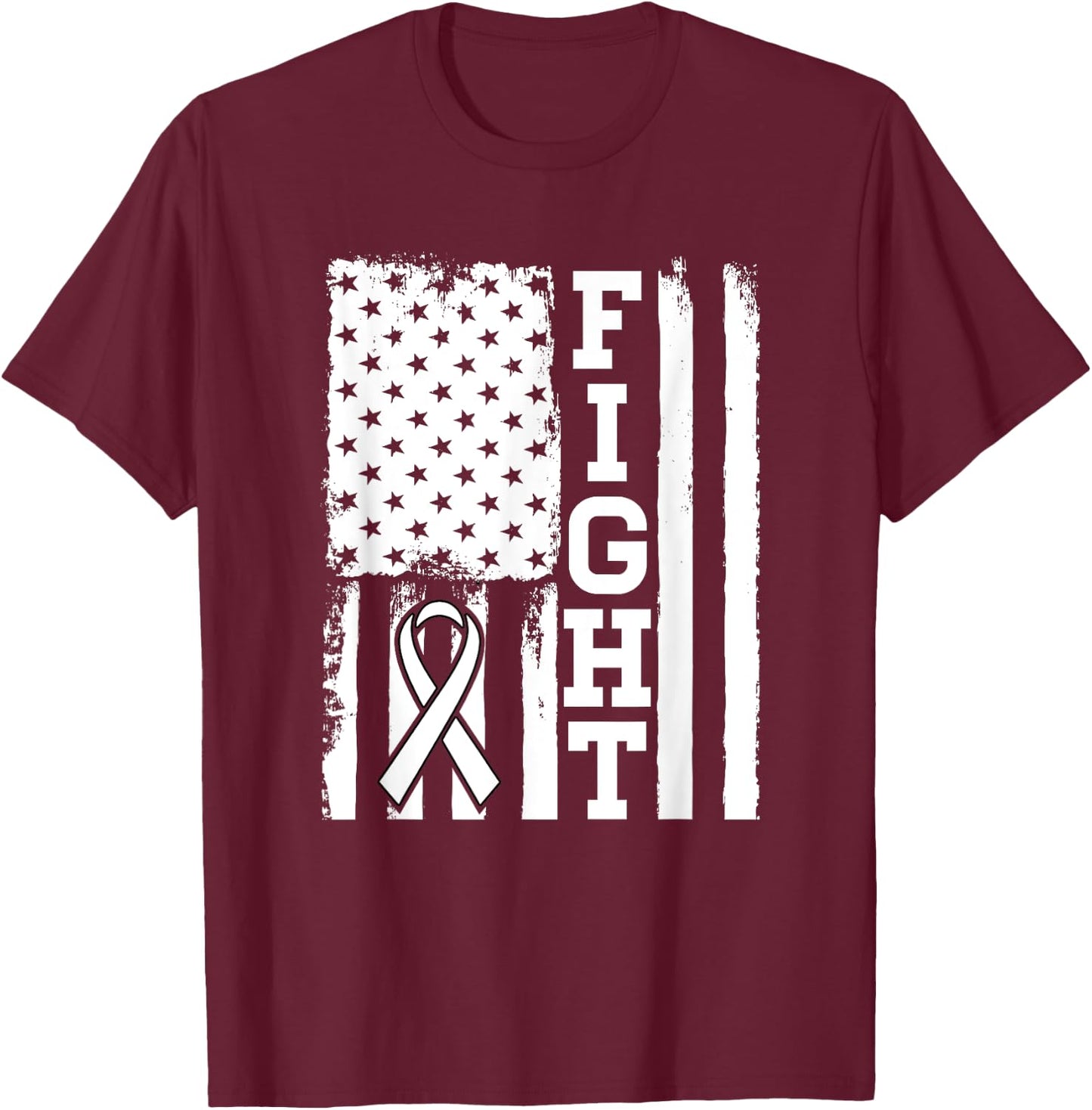 Fight Flag - Lung Cancer Shirt Gift Lung Cancer Fighter T-Shirt - T-Shirt | Maroon