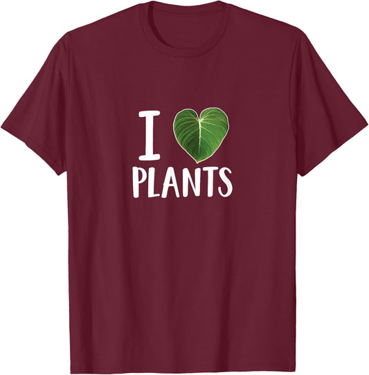 I Love Plants I Heart Plants Leaf T-Shirt - T-Shirt | Maroon