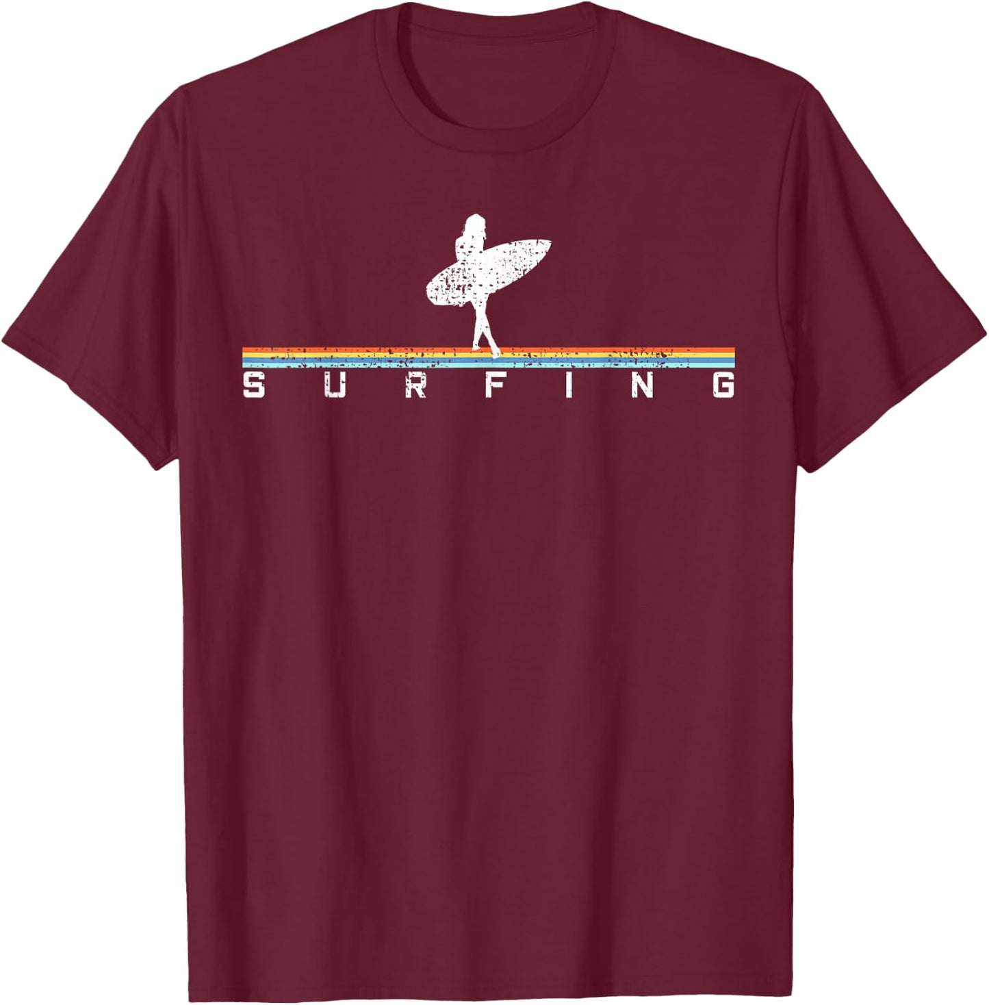 Surfer Surf Surfboard Vintage Retro Style T-Shirt - T-Shirt | Maroon
