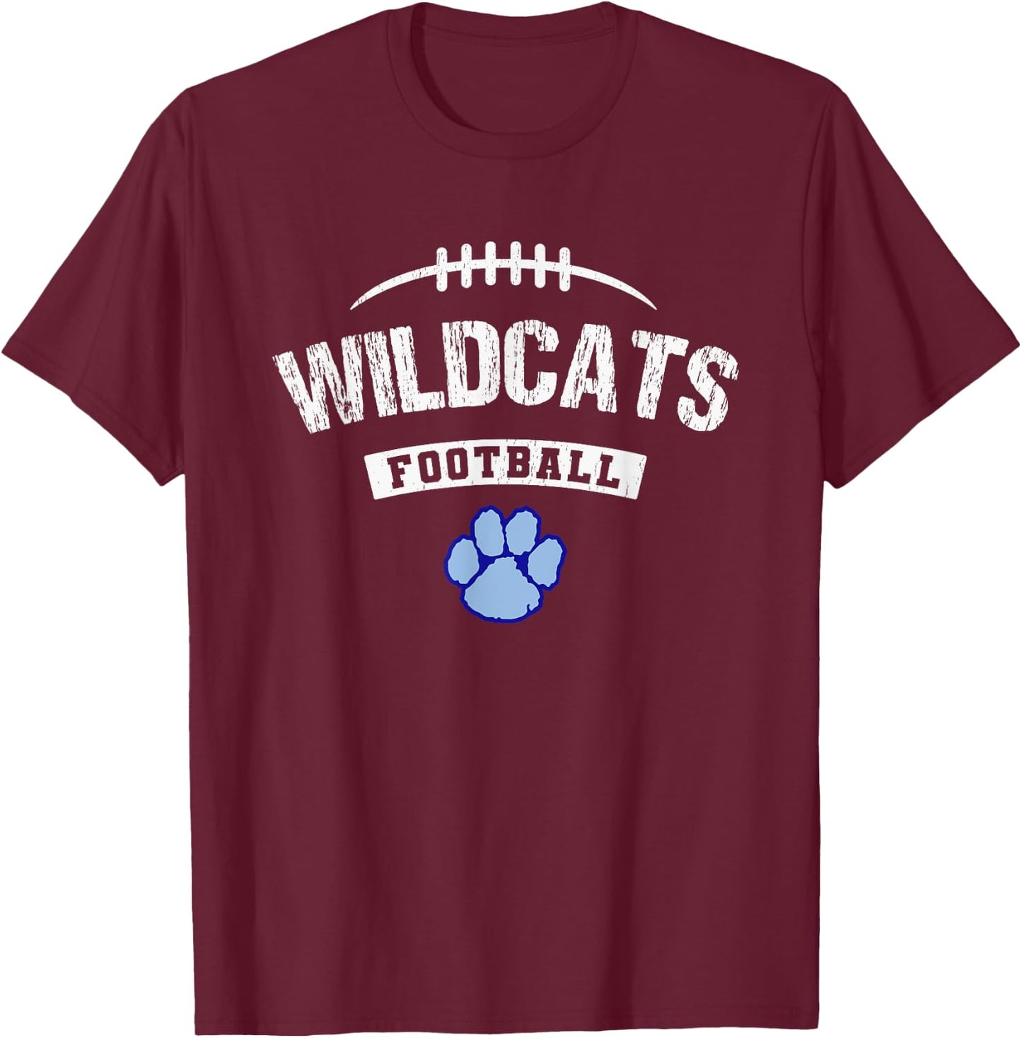 Camden County Wildcats Logo Football Distressed HS T-Shirt - T-Shirt | Maroon