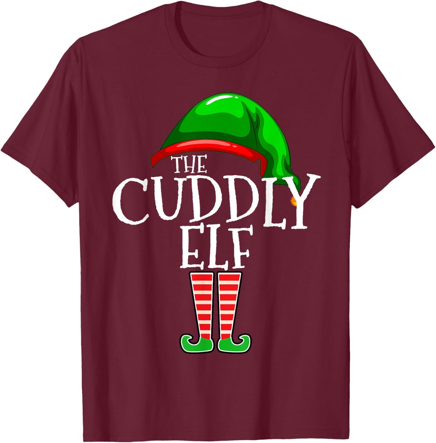 The Cuddly Elf Family Matching Group Christmas T-Shirt - T-Shirt | Maroon