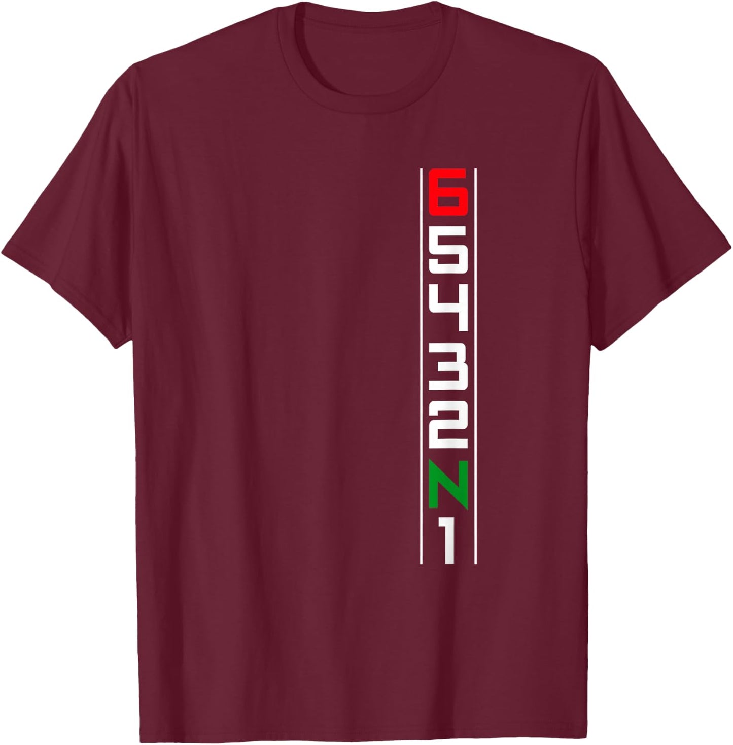 Motorcycle Gear Shift Six Speed One Down Five Up T-Shirt - T-Shirt | Maroon