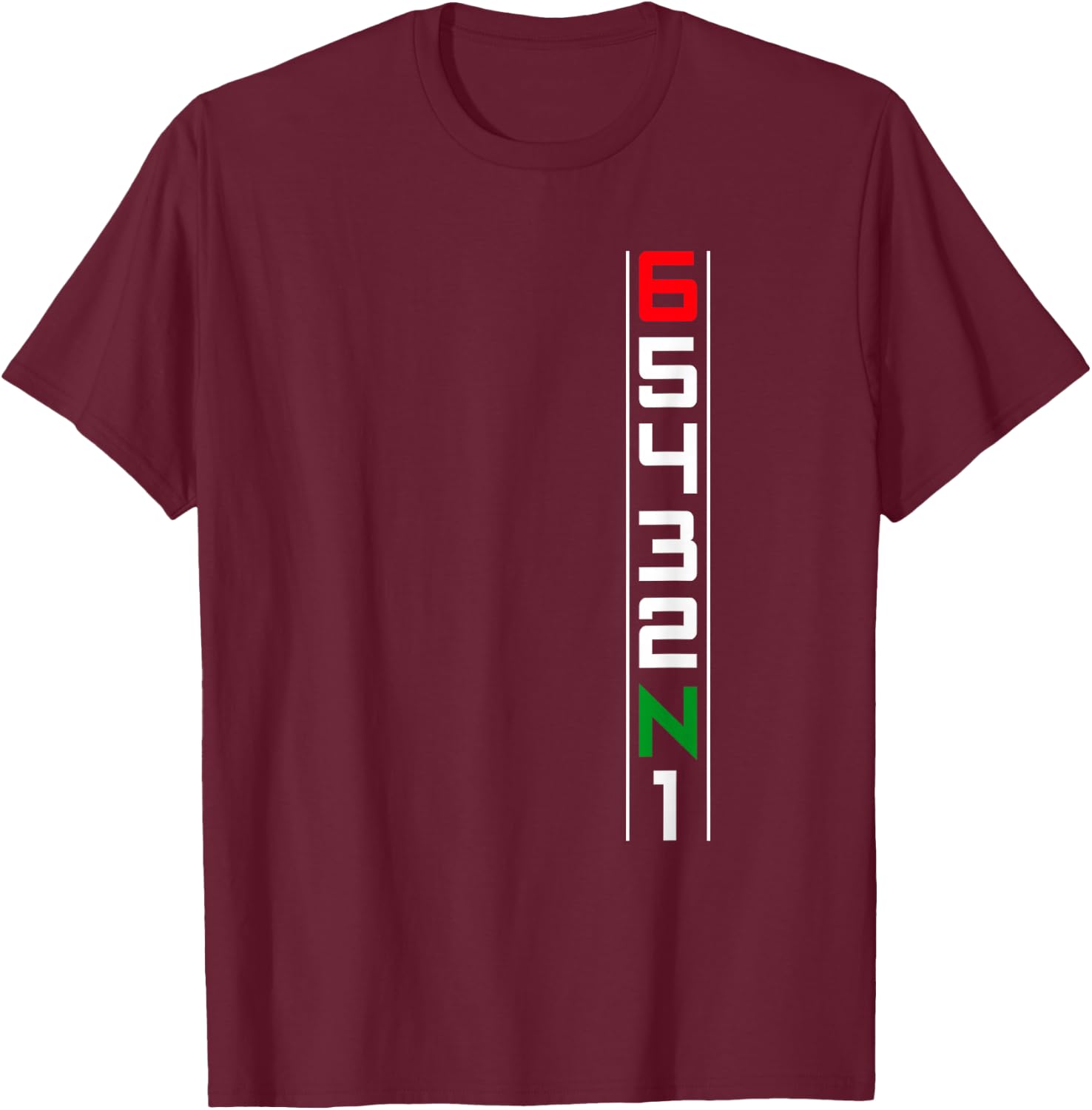 Motorcycle Gear Shift Six Speed One Down Five Up T-Shirt - T-Shirt | Maroon