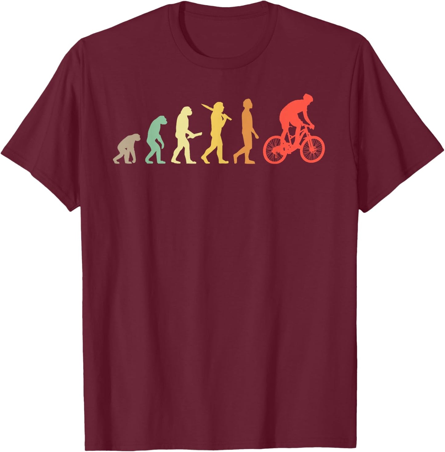 Retro Mountain Biking Evolution Gift Mountain Bikers T-Shirt - T-Shirt | Maroon