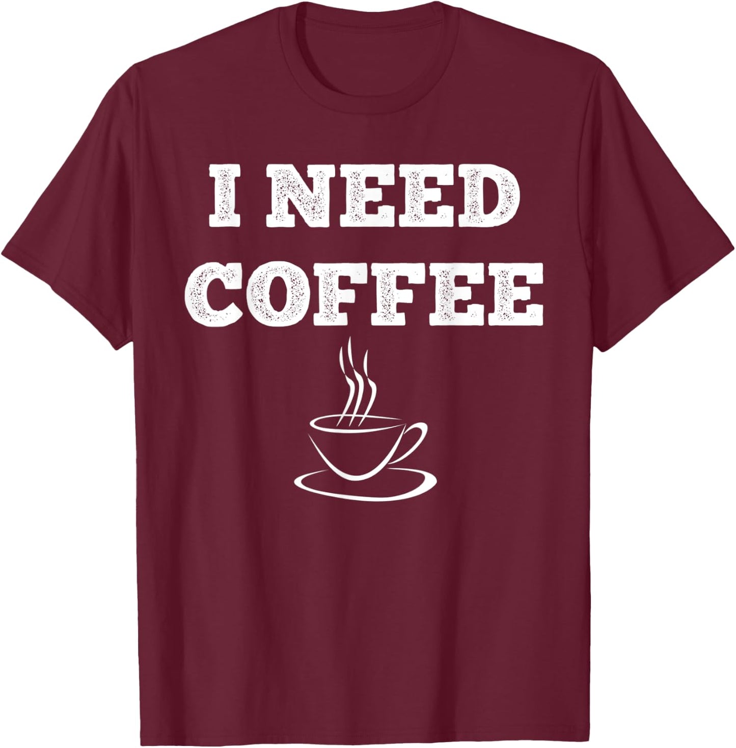 Coffee Sleep Shirt-Distressed Sleep Pajamas Nightshirt T-Shirt - T-Shirt | Maroon