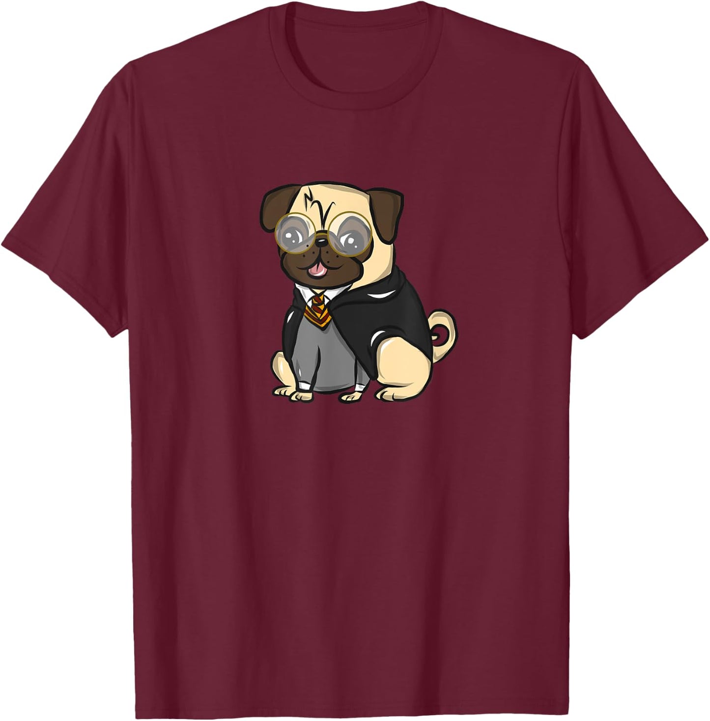 Pug Wizard T-Shirt - T-Shirt | Maroon