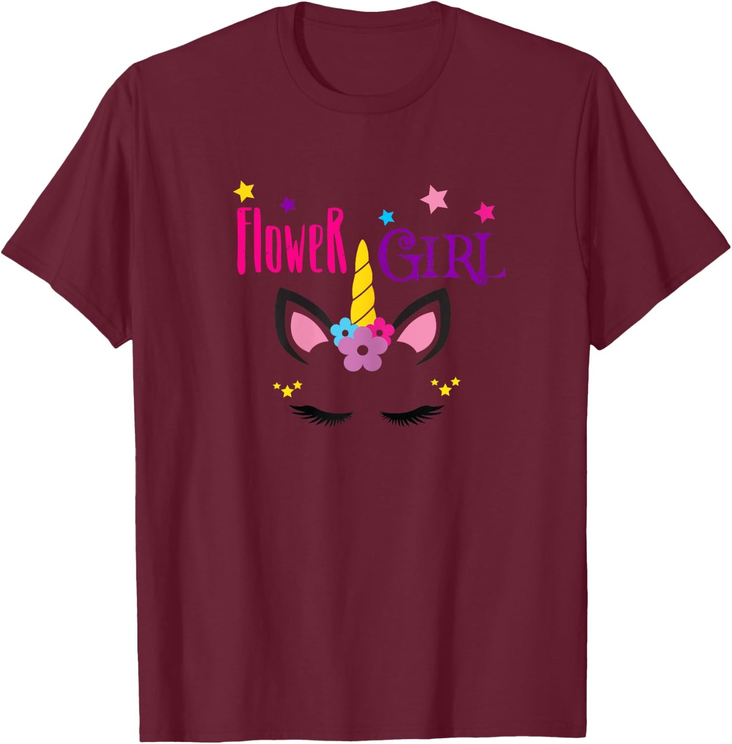 Flower Girl Unicorn T-Shirt - T-Shirt | Maroon