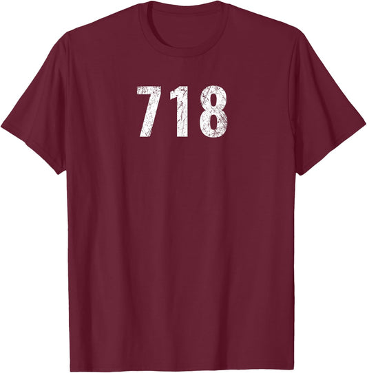 718 - Area Code T shirt New York City T-Shirt - T-Shirt | Maroon