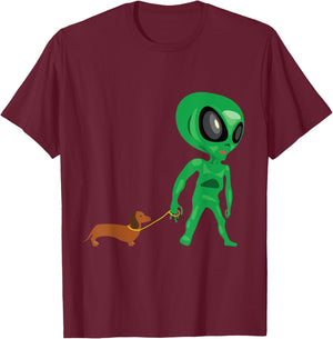Funny Dachshund Alien Wiener Dog Women T-Shirt - T-Shirt | Maroon