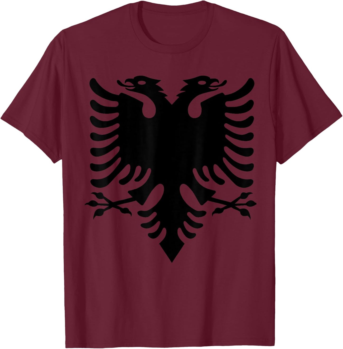 Albanian Flag Eagle Double Red Albania Shqipe Kosovo T-Shirt - T-Shirt | Maroon