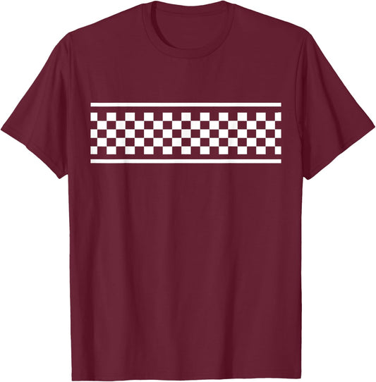 White Checker Pattern Checkerboard Skater Surfer Style Teens T-Shirt - T-Shirt | Maroon