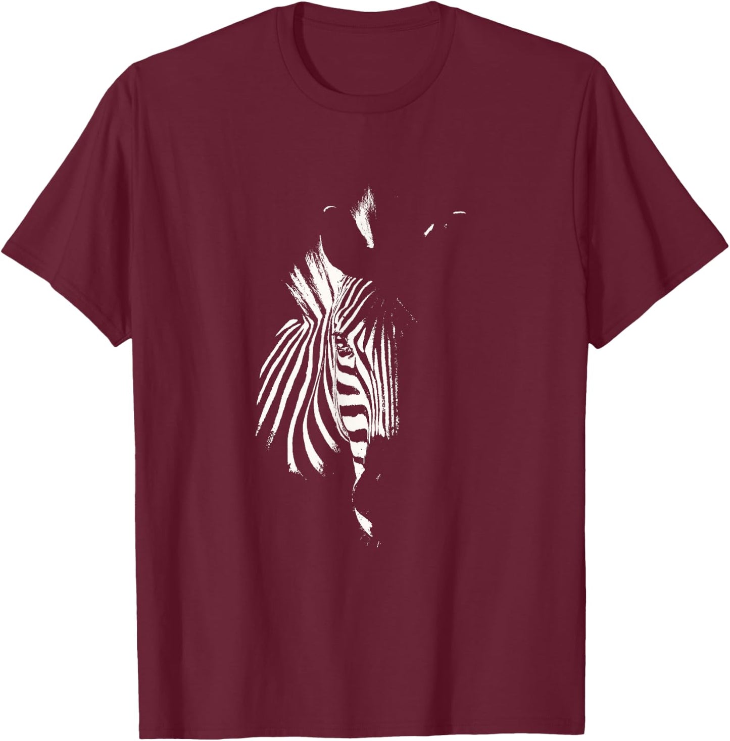 Zebra Picture in Graphic Black & White for Zebra Fans T-Shirt - T-Shirt | Maroon