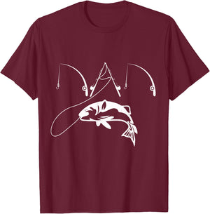 Dad Fishing Fisherman Daddy Fathers Day gift Shirt T-Shirt - T-Shirt | Maroon