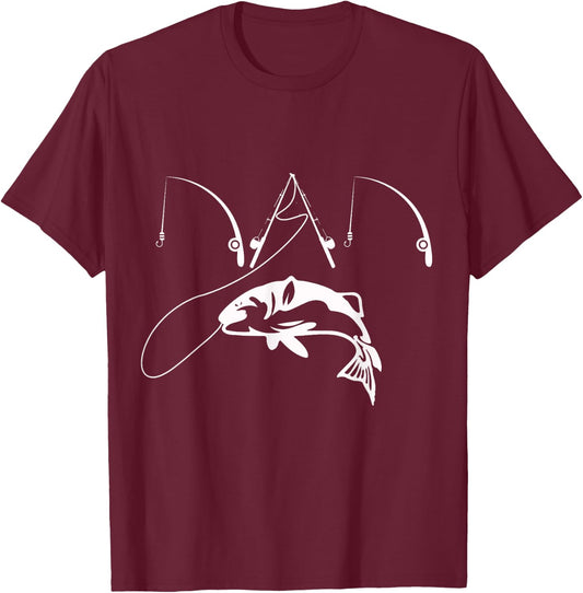 Dad Fishing Fisherman Daddy Fathers Day gift Shirt T-Shirt - T-Shirt | Maroon