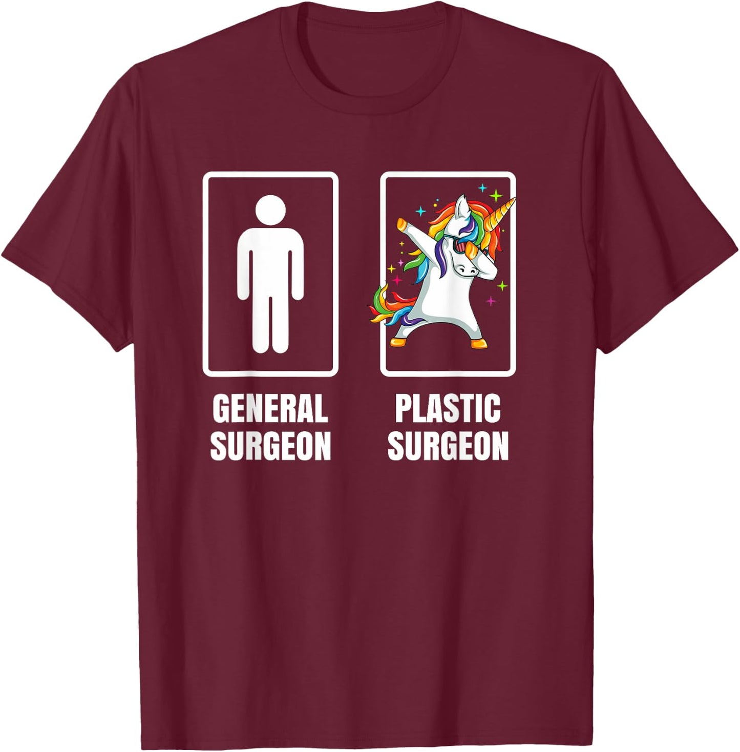Dabbing Unicorn Plastic Surgeon Surgery Doctor Physician T-Shirt - T-Shirt | Maroon