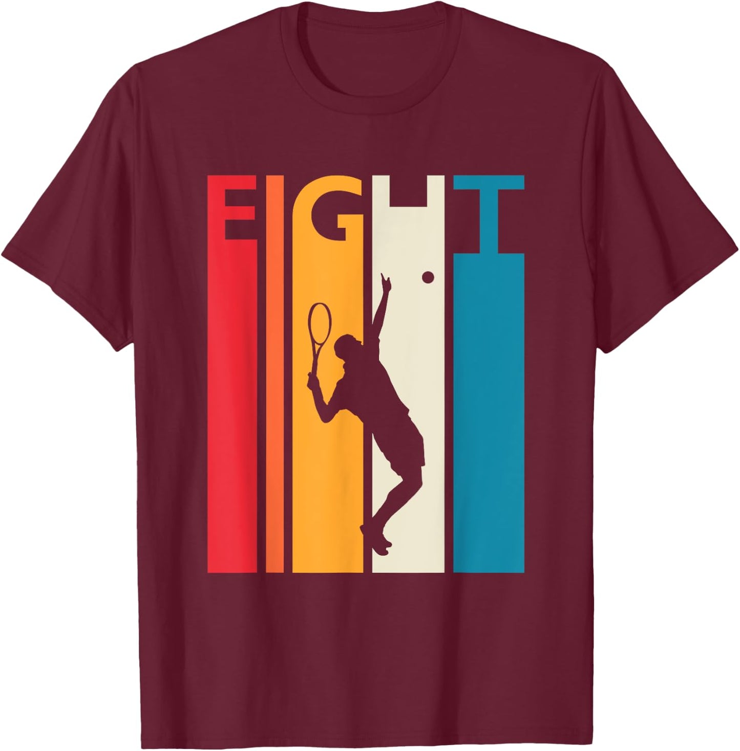 8th Birthday Gift Eight Vintage Tennis Birthday 8 Year Old T-Shirt - T-Shirt | Maroon