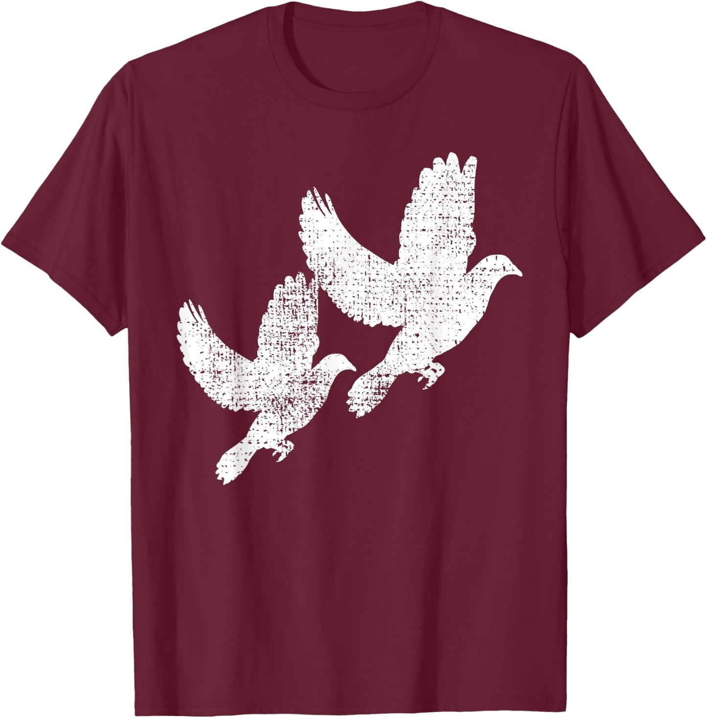 Dove Vintage Flying Two Pigeon Bird Gift T-Shirt - T-Shirt | Maroon