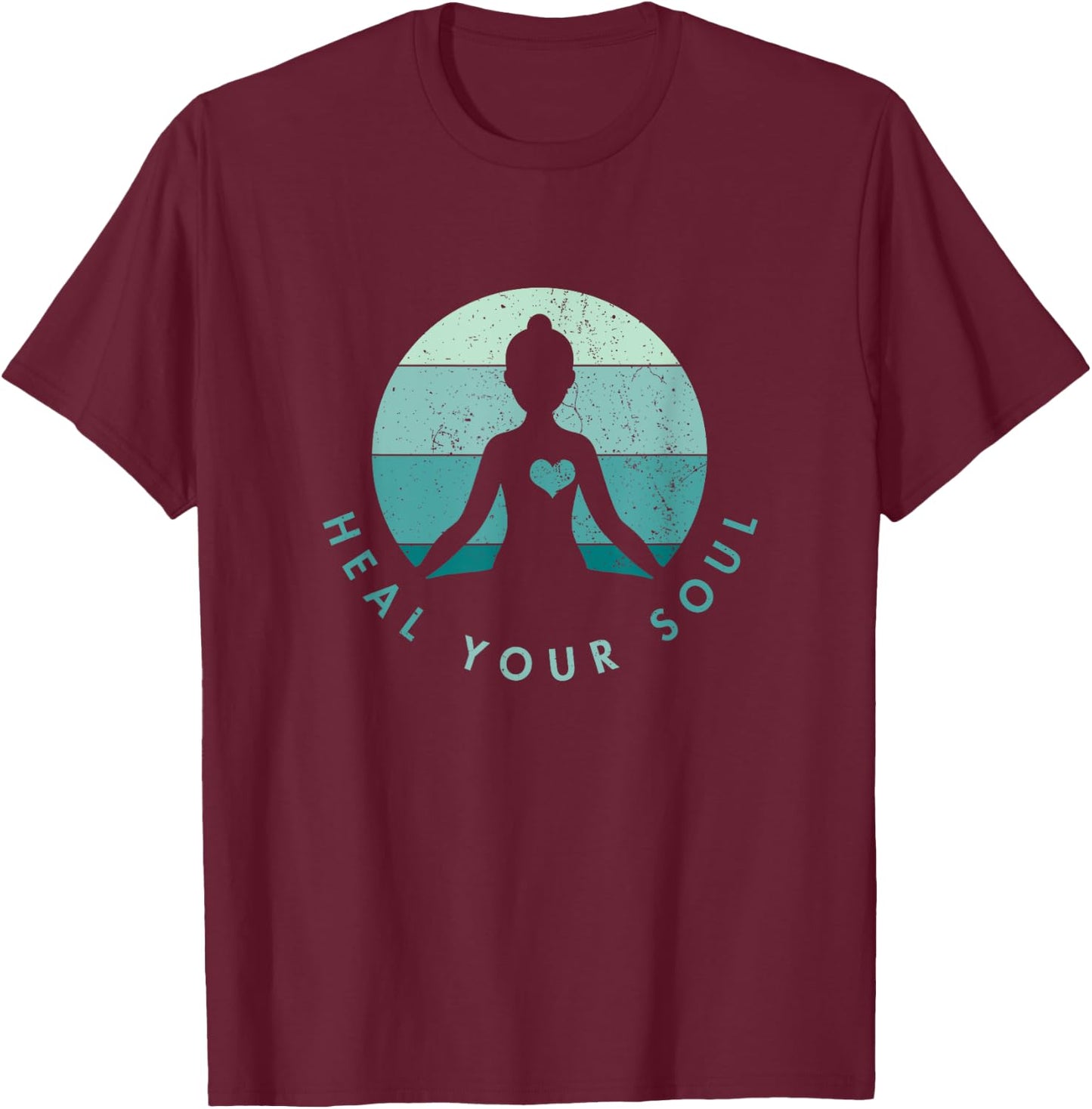 Yoga Meditation - Heal Your Soul Peace T-Shirt - T-Shirt | Maroon