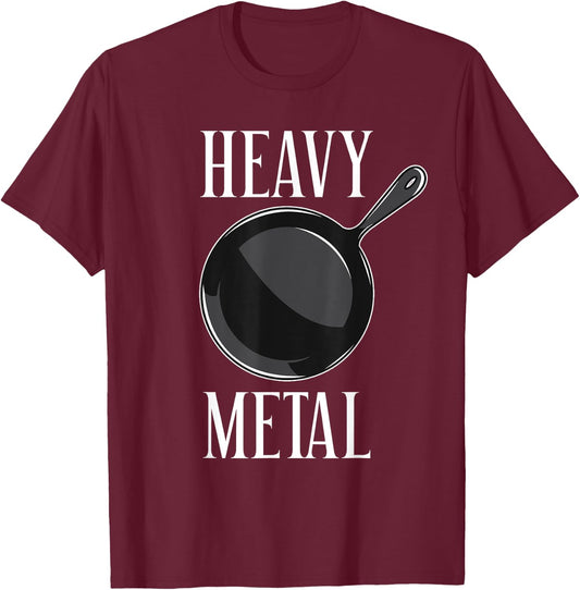 Heavy Metal Cast Iron Cookware Funny Cooking T-Shirt - T-Shirt | Maroon
